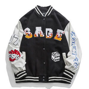 Personalizado Unisex Letterman Oem algodón abrigo manta hombres Old School hombres recortada venta al por mayor en blanco Varsity chaquetas - Product Image 3