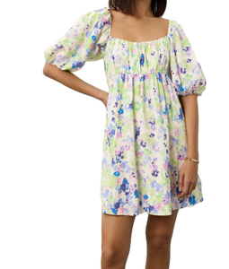 Fournisseur indien propose une robe à motif floral bleu-vert, tissu respirant, idéal pour les sorties décontractées d'été, les pique-niques, les promenades, l'exportation - Product Image 2