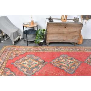 Tapis Vintage Turc Style Bohème 4.8x11.4ft Rouge Vert Patchwork Design Classique Classique pour Entrée en Laine Latex Support - Product Image 2