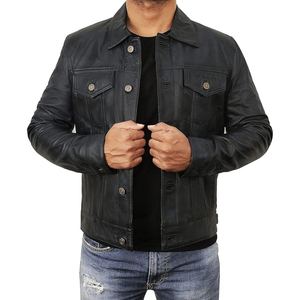 Veste en cuir d'agneau pour homme, fabrication artisanale de qualité supérieure, cuir d'agneau véritable, tendance - Product Image 1
