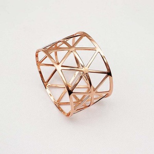 Customization Triangular Laser Cutting Design Table Decor Luxury High Quality Gold Plated <b>cheap</b> bulk Napkin <b>Ring</b> - Product Image 1