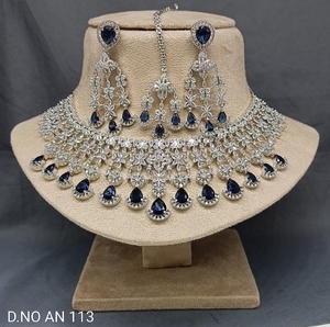 Conjunto de Collar Twini con Baño de Rodio y Circonitas, Estilo Clásico, Material Principal Latón, para Mujer, SKU an 113 AR/C-7 - Product Image 1