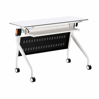 Bureau de formation pliable combinable sur roulettes avec étagère de rangement pour usage commercial en gros