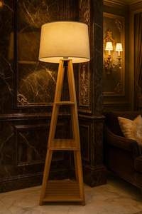 โคมไฟตั้งพื้นไม้สไตล์โมเดิร์น พร้อมชั้นวางของ ชั้นวางไม้ สำหรับตกแต่งห้องนอน ห้องนั่งเล่น และห้องนอน จำหน่ายราคาส่ง - Product Image 3