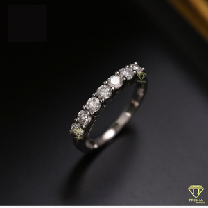 Bague élégante en diamant de laboratoire à 7 pierres pour femme, bague de mariage classique demi-éternité, bijoux cadeaux intemporels - Product Image 3