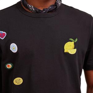 เสื้อยืดปักโลโก้ผ้าฝ้ายออร์แกนิคของผู้ชายเสื้อยืดสีดำแบบกำหนดเองเสื้อยืดสีดำเข้มคอกลมมีในสต็อก100% - Product Image 2