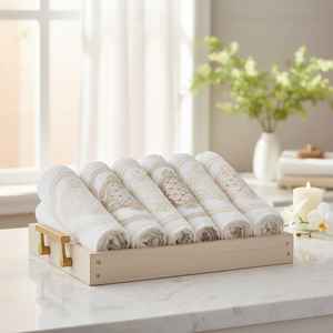 Juego de 6 Toallas Faciales de Algodón Turco 100% en Caja, 50x70cm, con Bordado de Encaje, 390 GSM, Toallas de Baño de Lujo Hechas en Turquía, Venta al Por Mayor - Product Image 1