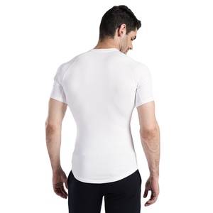 Gym Compression T Shirt <b>Men</b> Polyester Spandex <b>Stretch</b> Muscle Fit Training Quick Dry Breathable Sports Wear OEM Private Label - Product Image 4