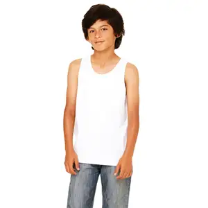 Sideseamed Retail Fit Unisex Sizing 100% Airlume Combed and Ring Spun Cotton 30 Single 4.2 oz White Youth Jersey Tank