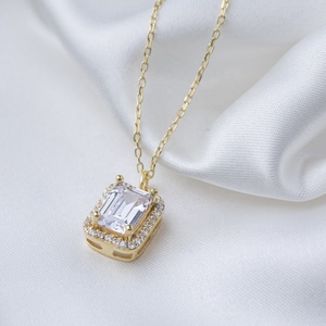 Dainty Carré Forme Brillant Zircon Pierre Charme Collier Turc À La Main 925 Bijoux En Argent Sterling - Product Image 2
