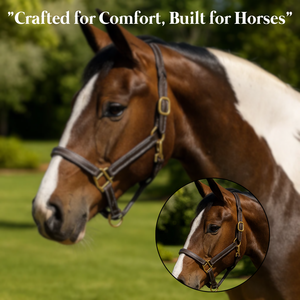 Logo personnalisé de haute qualité Design indien authentique équestre en cuir véritable licou avec raccord de tannerie en laiton massif pour l'équitation - Product Image 2