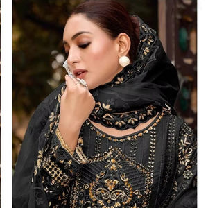 Diseñador elegante Shalwar Kameez intrincado Khatli trabajo Organza bordado Dupatta Santoon parte inferior para declaración fiesta Look indio - Product Image 1