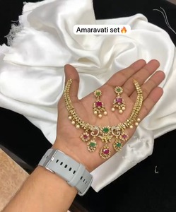 High Quality CZ Matte Finish <b>Necklace</b> Set For Women Ideal For Parties Indo Western <b>Necklace</b> With Earrings Luxury Finishing - Product Image 2