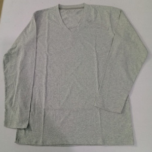 T-shirt à manches longues pour homme, col en V, 100% coton jersey, couleur unie, coupe classique, chemises décontractées avec logo personnalisé - Product Image 2