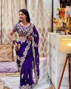 Elegante Sari de Seda Rangoli de Boutique India con Blusa, Diseño Exclusivo para Amantes de la Moda, Última Colección para Fiestas, Bodas y Eventos - Product Image 4