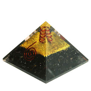 Black Tourmaline <b>Orgonite</b> Pyramid 50-55 mm Crystal Decoration - Product Image 3