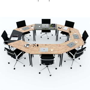 Contemporary 8-piece Rubberwood Meeting <b>Table</b> Set with Lego-Style Legs HBLG013 - Product Image 2