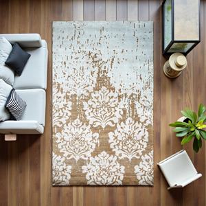 Alfombra de Lana Anudada a Mano con Patrón Geométrico, Ecológica y Apta para Mascotas, Beige y Azul Claro, Alfombra Hecha a Mano para Sala de Estar - Product Image 3