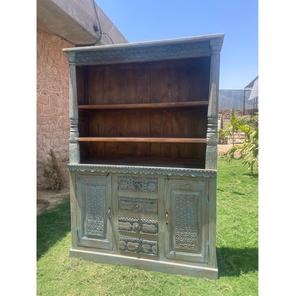 Gabinete de exhibición de 2 partes sólido elegante moderno puertas de vidrio organizador para el hogar unidad de almacenamiento para sala de estar dormitorio Hospital granja - Product Image 1