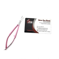 Micro ciseaux à ressort en acier inoxydable massif droit et incurvé rose pour cils ciseaux à ressort de broderie de sourcils