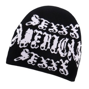 Gorros de invierno personalizados al por mayor, gorros tejidos acrílicos Jacquard con letras a la moda y logotipo - Product Image 2