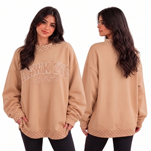 Sweat-shirt à col montant surdimensionné pour femme, en molleton de coton épais de haute qualité, personnalisé, brodé, à épaules tombantes - Product Image 1