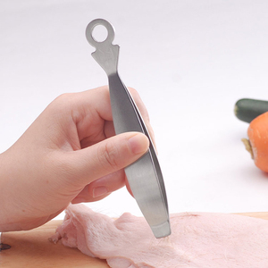 Pinzas para quitar huesos de pescado de acero inoxidable de alta calidad, pinzas con mango de plástico dorado, uso doméstico en la cocina, utensilios de fábrica, cucharas - Product Image 5