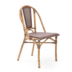 Chaise d'extérieur contemporaine en aluminium, durable et confortable, avec maille Textilène et fausse rotin, pour chambre, patio, entrepôt - Product Image 1