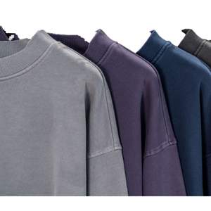 Sudadera de color personalizado lavado ácido jersey de cuello redondo de gran tamaño suelto 100% algodón ropa de calle de invierno para hombres y mujeres - Product Image 2