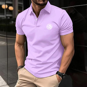 El mejor verano Casual que absorbe la humedad Golf Ropa de hombre Venta de hombres Polo de manga corta Botón de solapa Camisa de color sólido para hombres - Product Image 5