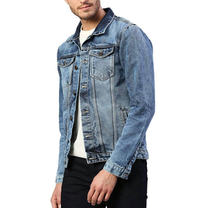 OEM Diseño personalizado de moda streetwear chaqueta de mezclilla de alta calidad de diseño personalizado de los hombres rasgados botón frontal chaqueta de mezclilla - Product Image 6