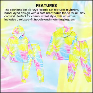 Conjunto de Sudadera con capucha unisex Tie Dye, Jersey cómodo, conjunto de pantalones de chándal con bordado de impresión de logotipo personalizado y opciones de etiqueta privada - Product Image 5