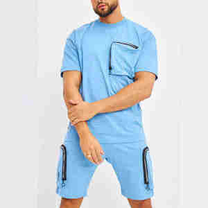 T-shirts et shorts d'été pour hommes Ensemble deux pièces à manches courtes pour hommes Vêtements de marque pour hommes avec taille et logo de couleur personnalisés - Product Image 5