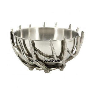 Bois de cerf forme moulage d'aluminium conception de luxe rond brillant polonais maison hôtel Restaurant bol décoratif - Product Image 1