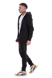 Survêtement à capuche et fermeture éclair côtelé noir 100% coton survêtements de Gym coton polaire sport Jogging hommes survêtement à capuche ensemble - Product Image 6