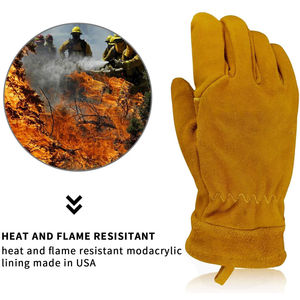 Guantes de soldadura TIG de cuero de grano de oveja de alta calidad de tamaño XL, guantes de seguridad antideslizantes para extinción de incendios, calor ignífugo antiimpacto - Product Image 5