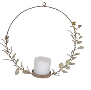 Portavelas de hierro con diseño de flores y hojas de forma redonda, soporte decorativo hecho a mano para velas de Navidad y festivales - Product Image 2