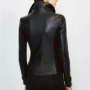 Veste en cuir véritable respirante de haute qualité pour femme, tricotée, écologique, coupe-vent, décontractée, avec fermeture éclair - Product Image 2