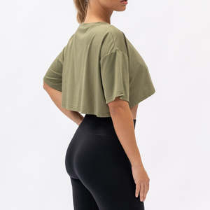 Women's Cute Summer Cotton Basic Tees <b>Crop</b> <b>Tops</b> Scoop Neck Trendy Short <b>Sleeve</b> T Shirts Casual Style - Product Image 4