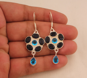 Pendientes de Topacio Azul de cianita para mujer, Plata de Ley 925, diseñador, piedras preciosas hechas a mano, joyería de boda, Idea de regalo, precio de fábrica - Product Image 5