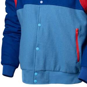 Chaqueta Varsity de Dos Tonos para Hombre, Tejido con Sensación de Lana, Paneles en Contraste, Cierre de Botones a Presión, Ribete Acanalado, Ropa Casual de Invierno - Product Image 6