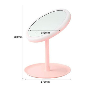 Miroir de maquillage LED rond Myrva avec support de bureau éclairé pour application de produits de beauté - Product Image 4