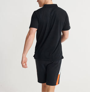 เสื้อโปโลแขนสั้นสำหรับผู้ชายเสื้อออกกำลังกายผ้าคอตตอน100% แห้งเร็วสีดำสำหรับฝึกกอล์ฟและเทนนิสสีพื้น - Product Image 4