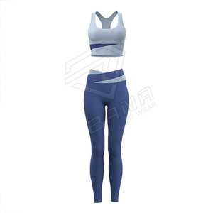 Nouveau design de vêtements de sport personnalisés 2 pièces ensembles d'entraînement de yoga pour femmes ensembles actifs haut à manches courtes ensembles de fitness pour la salle de sport - Product Image 1