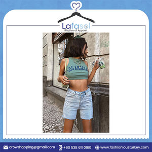 กางเกงขาสั้นผ้ายีนส์ระบายอากาศได้ดีสำหรับผู้หญิงผ้าทอจากผู้ผลิตไก่งวง - Product Image 2