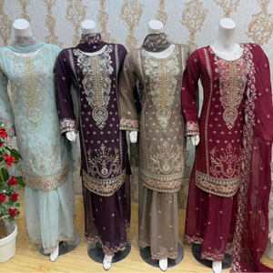 NUEVO Traje de Gasa de 3 Piezas |   Shalwar Qameez, Vestidos Pakistaníes para Mujer |   Ropa India y Pakistaní, Sari, Vestido Anarkali, Kurti - Product Image 1