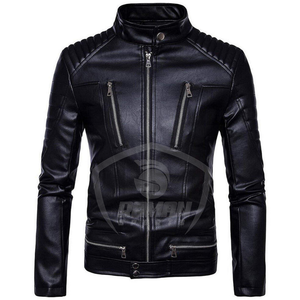 Chaqueta de Motociclista de Cuero Genuino de Alta Calidad para Hombre, Ropa de Calle, Bordada, Clásica, de Moda, para Uso en Exteriores, Cuello Alto, Invierno - Product Image 3