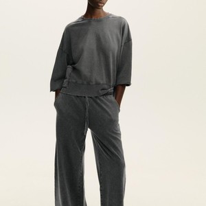 Ensemble surdimensionné de pantalons de survêtement à capuche pour femmes Streetwear décontracté écologique 100% coton polaire logo brodé personnalisé sweat à capuche goutte - Product Image 6