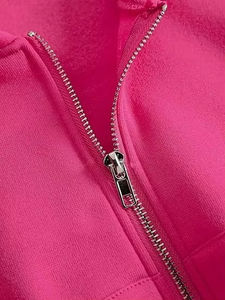 Sweat à capuche court pour femme, hiver, respirant, 100% coton, streetwear - Product Image 4