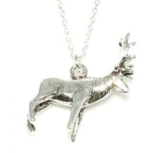 Collar de Plata de Ley 925 con Diseño de Ciervo, Bañado en Rodio, Patrón Animal Geométrico, Perla de Agua Dulce, Zirconia Corte Princesa, Cristiano - Product Image 3